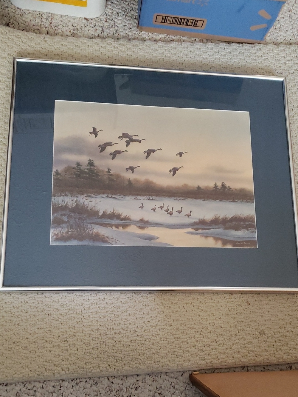 Vtg. John W. Taylor Framed Print Of Geese